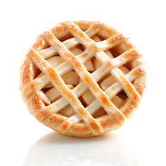 Golden Lattice Crust Apple Pie Placed on a Clean White Background with Glossy Finish