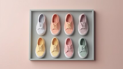 Fototapeta premium Pastel colored decorative items in box