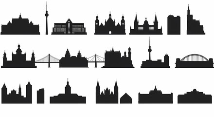 Obraz premium set of parliament silhouettes