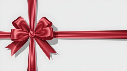 Red Ribbon Bow on White Background – Gift Wrap Decoration