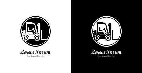 Forklift logo design combined with a circle © Yohanes