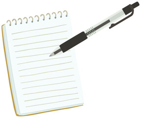 ボールペンとメモ帳のイラスト ベクター素材
