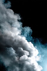 Obraz premium Design an image of warm steam or chilly fog set against a dark background, showcasing gray wisps and ethereal mist. This artwork captures the essence of haze and vapor, symbolizing aspects of environ