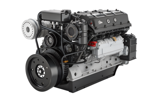 Isolated diesel engine isolated on white background.