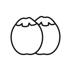 Coconut icon shows tropical fruit with hard shell and sweet flesh, perfect for drinks, snacks, and recipes.
