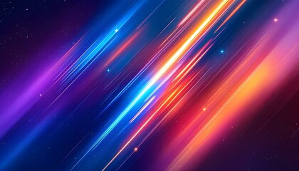 An abstract and stunning composition of light trails in space, creating a dynamic scene.