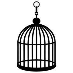 Birdcage hanging vector silhouette on white background



