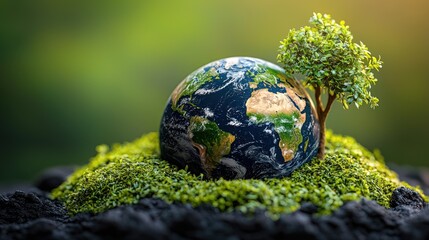 Earth nestled in green, symbolizing environmental care