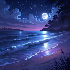 Tranquil Digital Night Seascape
