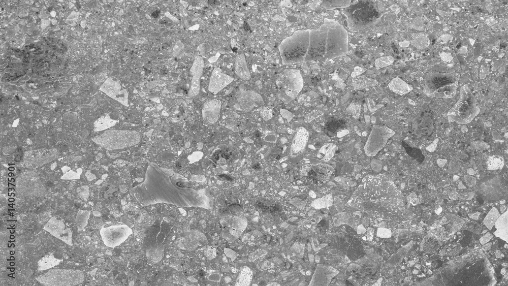 Poster Gray textured stone background with many small stones on it.  stones are scattered all over the surface of the stone. surface is very smooth