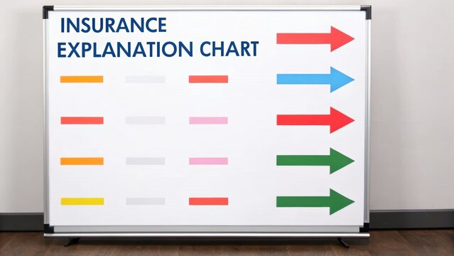 A visual chart explaining insurance concepts with colored arrows indicating different categories or options.