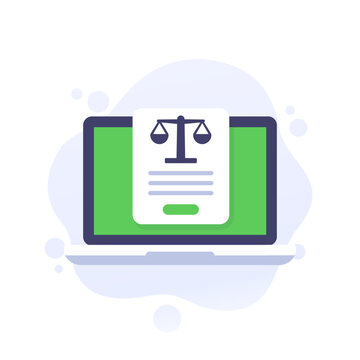 online legal help icon with a laptop, flat design