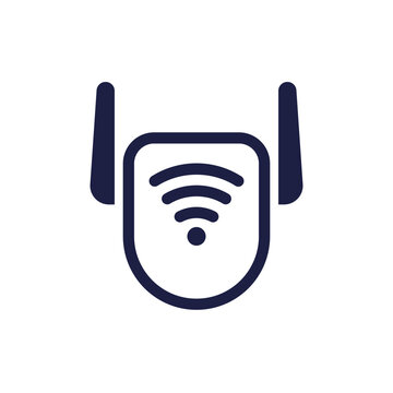WiFi extender icon, Wi-Fi signal booster or amplifier pictogram