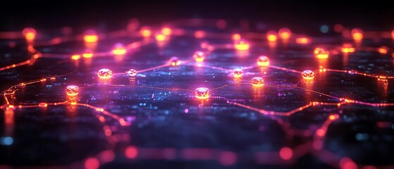 Fototapeta premium Abstract glowing network nodes.