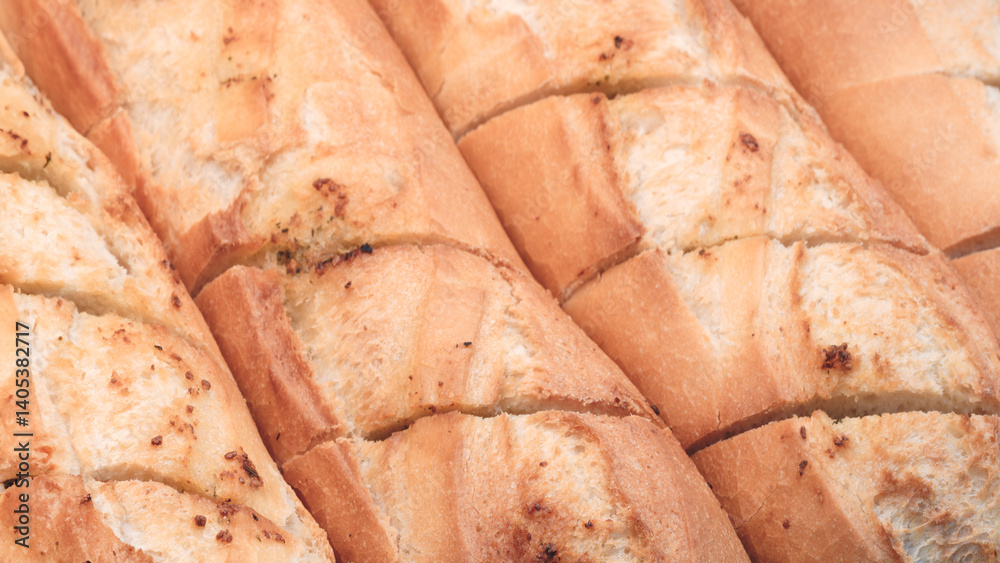 Poster a close up of a loaf of bread with the slices cut out. the bread is brown and has a crust.