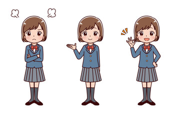 Obraz premium 制服の学生のイラスト