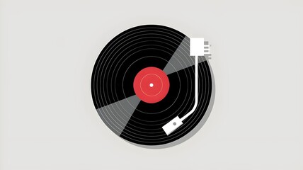 Minimalist Vinyl Record and Turntable Illustration – Retro Music Concept