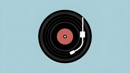 Minimalist Vinyl Record and Turntable Illustration – Retro Music Concept