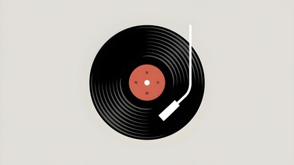 Minimalist Vinyl Record and Turntable Illustration – Retro Music Concept