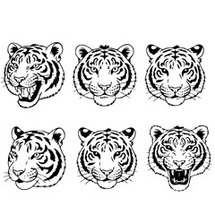 collection of tiger head logo design vector illustration, tiger head silhouette art, tiger head logo bundle tiger head set, Tiger Roar Bundle, Tiger Face Bundle Tiger head vector silhouette