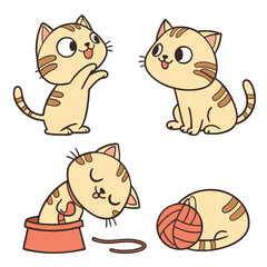 cute and funny cats doodle vector set cartoon cat