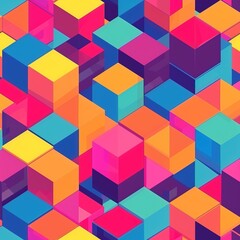 Bright Multicolor Block Geometry – Seamless 3D Abstract Texture for Tech & Design Themes