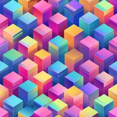 Colorful Isometric 3D Cubes – Futuristic Digital Abstract Design in Rainbow Tones