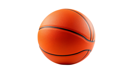 Isolated orange basketball with black lines on transparent background