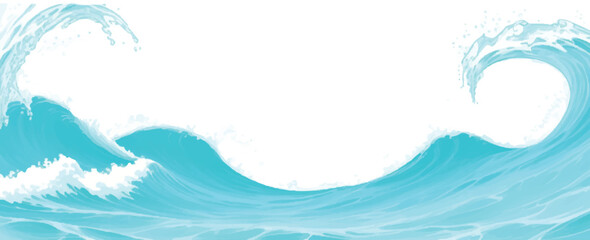 Soft and Serene Watercolor Ocean Wave Background in Subtle Blue and Green Hues, Perfect for Use in Abstract Graphic Design, Water-Themed Projects, and Peaceful Artworks.
