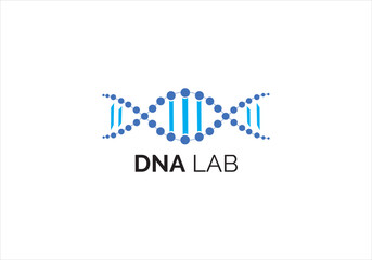 modern DNA lab logo with blue helix dot design