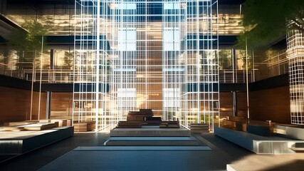 Modern Luxury Lobby Interior with Sleek Design and Illuminated Architecture Features

