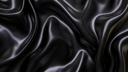 Obraz premium Luxurious Black Silk Fabric with Gentle Flowing Texture and Shine