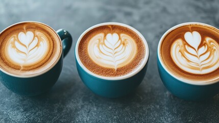 Crafting cozy latte art masterpieces at a charming close-up beverage photography of exquisite coffee creations