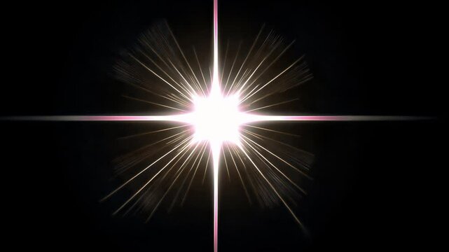 Radiant starburst light effect animated overlay, transparent 4K video, alpha channel, ProRes 4444