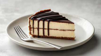 Boston Cream Pie slice with chocolate glaze and custard layers