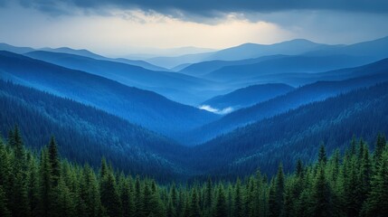 Fototapeta premium Majestic Blue Mountains Panorama: A Serene Landscape