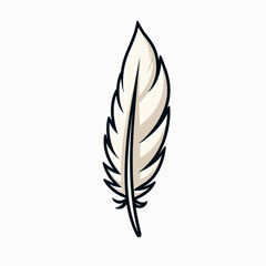 Obraz premium feather illustration with black outline white and tan quill design
