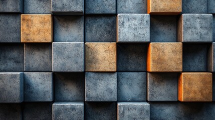 Interlocking blocks of different sizes forming a unified design