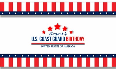 US coast guard birthday with US flag , background Vector