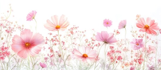 Fototapeta premium Delicate Pink Cosmos in a Field