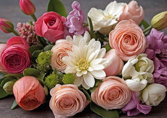 Floral bouquet for Mother's Day with pink and white roses  