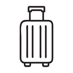 Rolling Suitcase Outline Vector Icon, Carry-on luggage or cabin luggage line art vector icon for travel apps and websites