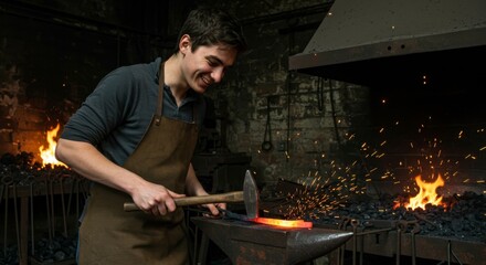 Blacksmith forging hot metal