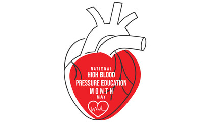 National high blood pressure education month. background, banner, card, poster, template. Vector illustration.
