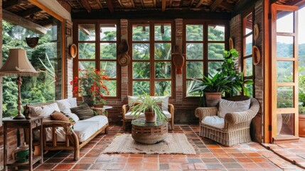 Fototapeta premium Rustic interior design tranquil space natural light