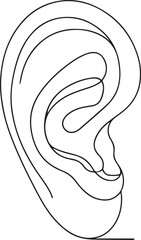 Minimalist Human Ear Isometric Vector Art