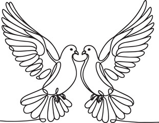 Dove Birds Flying Line Art Drawing