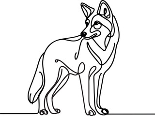 Coyote In The Wild Line Vector Art