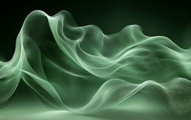 Obraz premium Abstract green flowing fabric with sparkles.