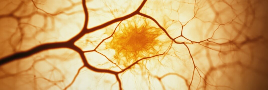Close-up view of retina scan revealing yellow deposits associated with macular degeneration